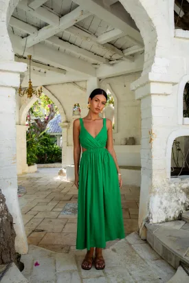 All The Girls Linen Maxi Dress Green