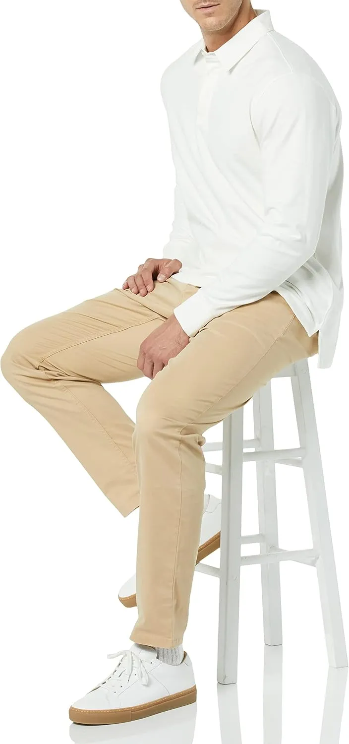 Amazon Essentials Men's Organic Cotton Long Sleeve Rugby Top (Previously Amazon Aware)