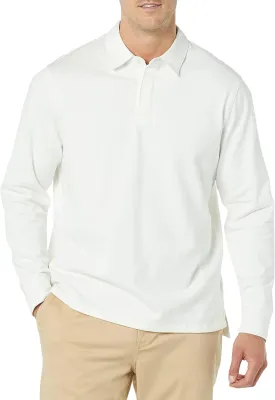 Amazon Essentials Men's Organic Cotton Long Sleeve Rugby Top (Previously Amazon Aware)