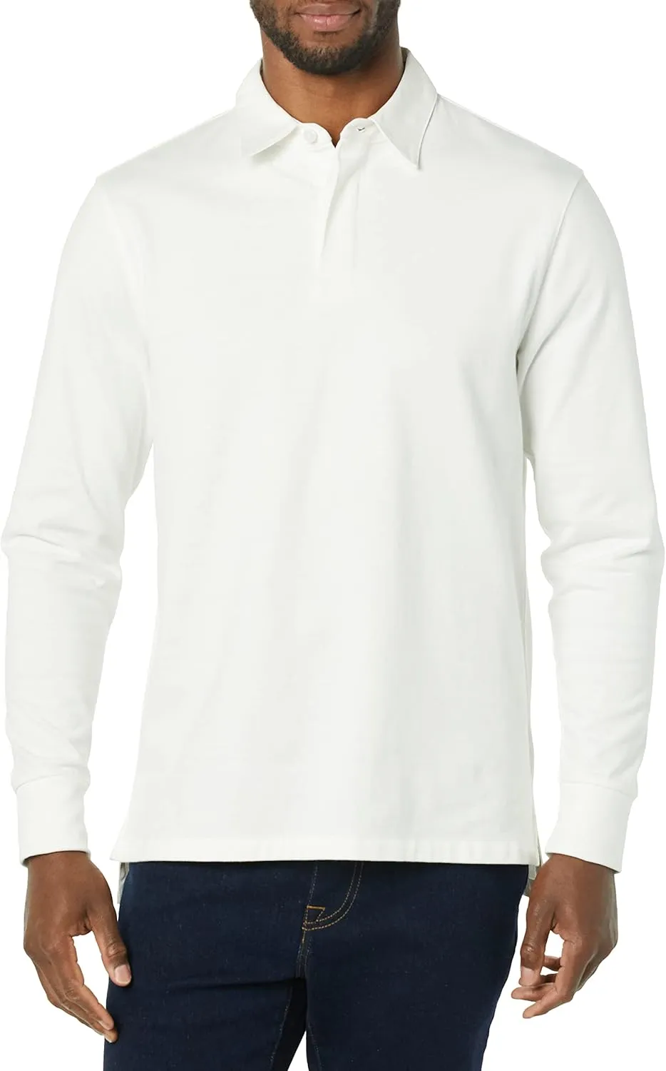 Amazon Essentials Men's Organic Cotton Long Sleeve Rugby Top (Previously Amazon Aware)
