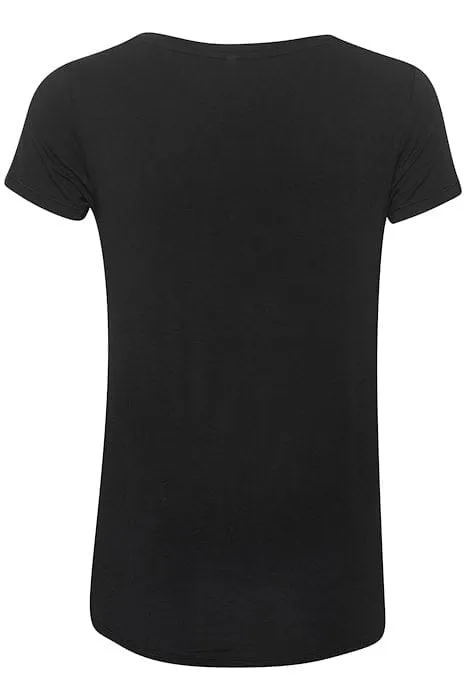 BASIC BLACK SOFT V NECK T SHIRT