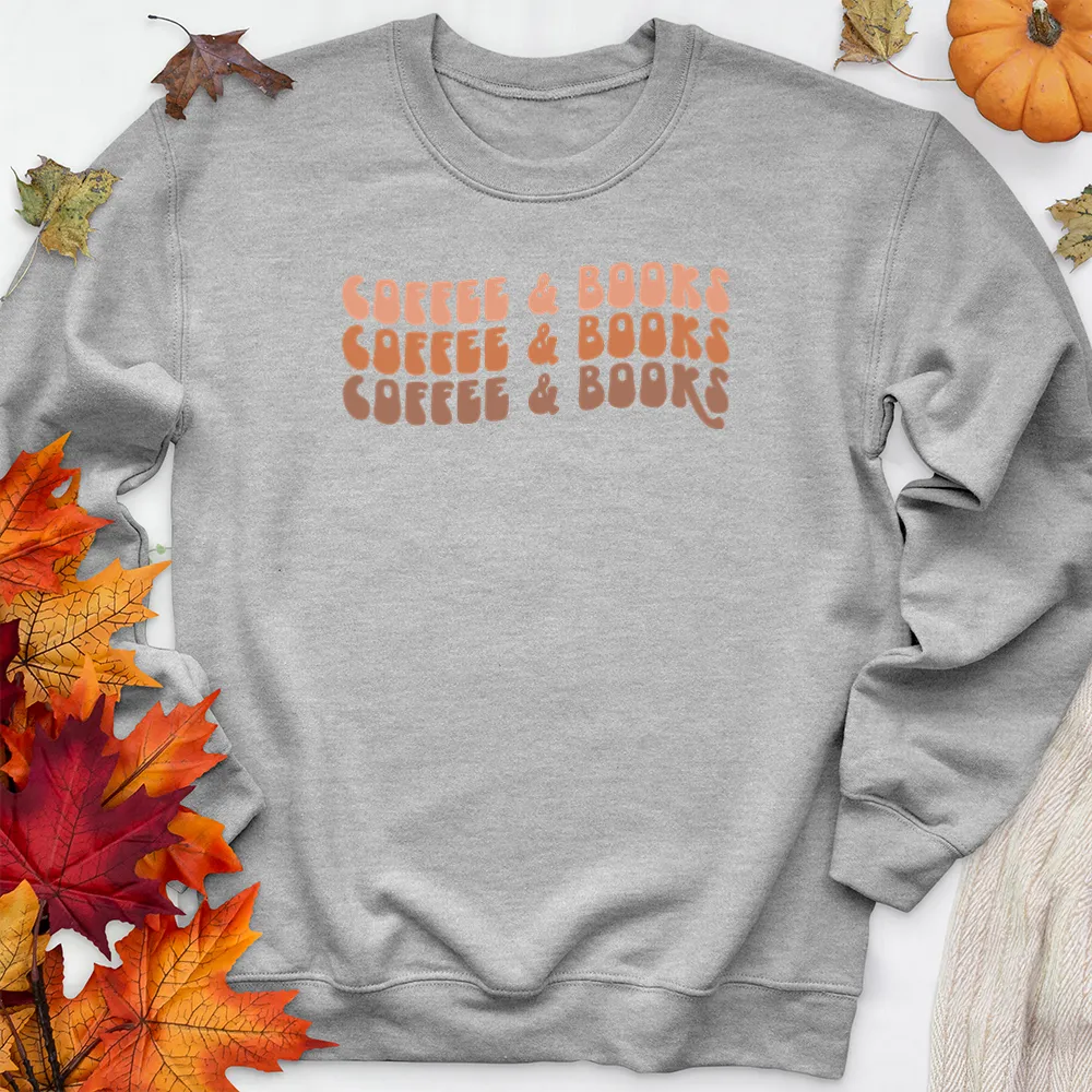 colorful coffee and books premium crewneck sweatshirt