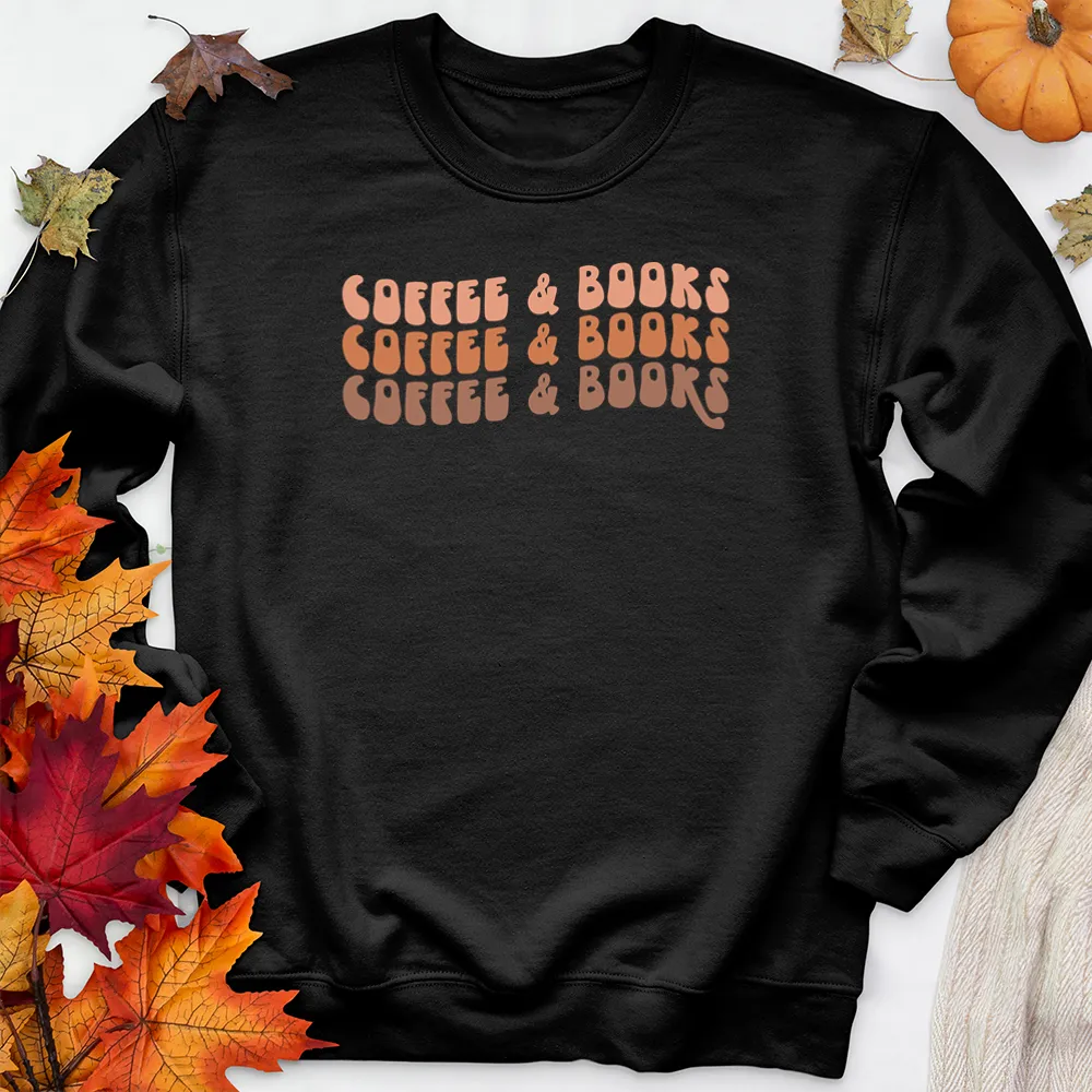 colorful coffee and books premium crewneck sweatshirt
