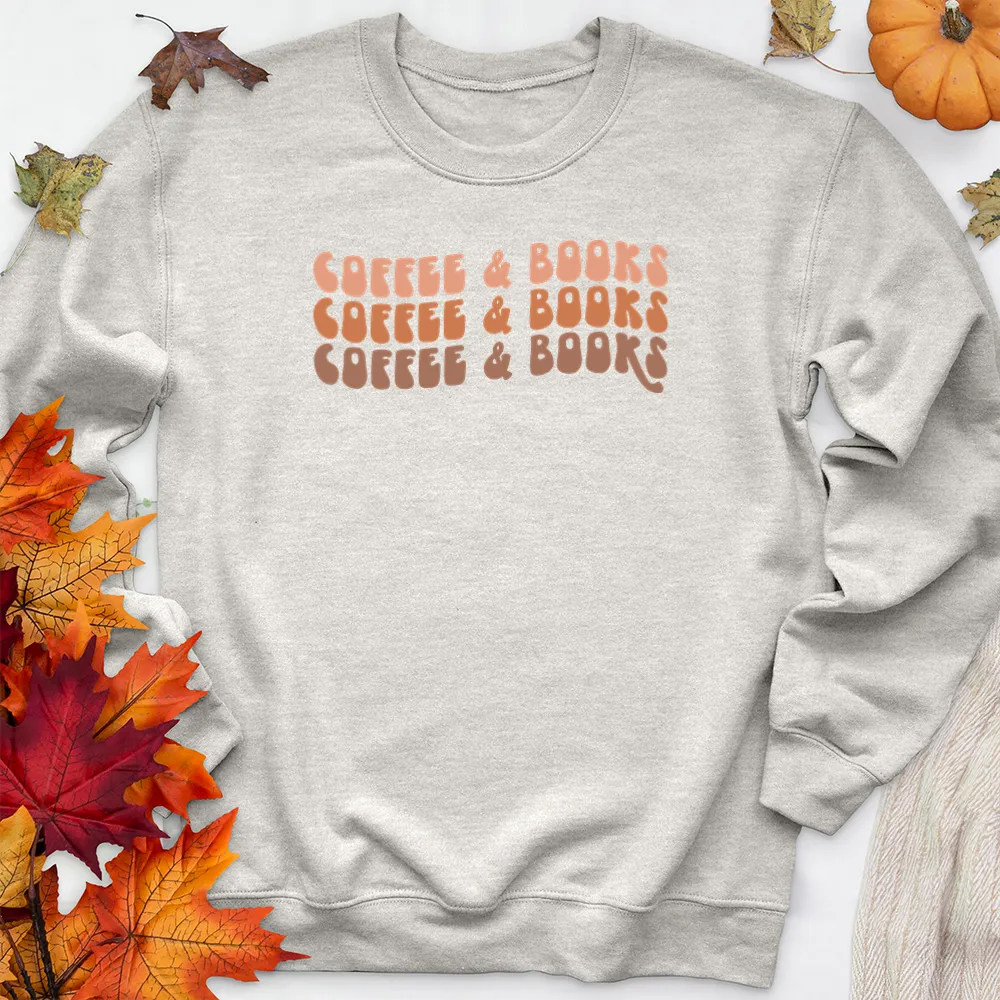 colorful coffee and books premium crewneck sweatshirt