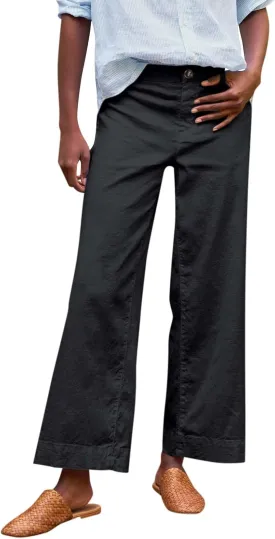 Cropped Linen Pants Women Summer Flare Wide Leg Pants High Waisted Work Pants Business Casual Bootcut Trouser Pants