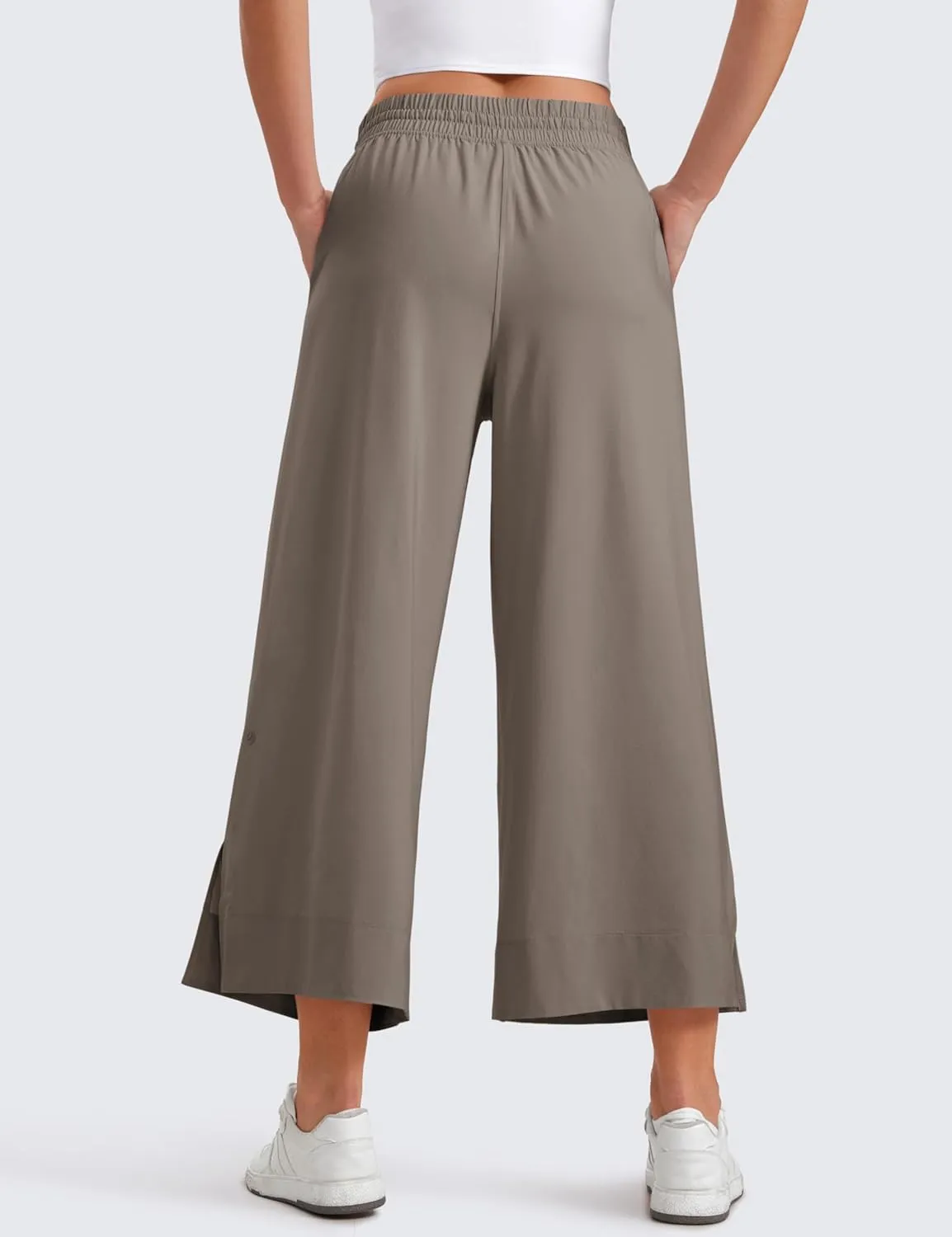 CRZ YOGA Lightweight Wide Leg Cropped Pants for Women 25" High Waisted Loose Casual Lounge Travel Work Sweatpants Summer