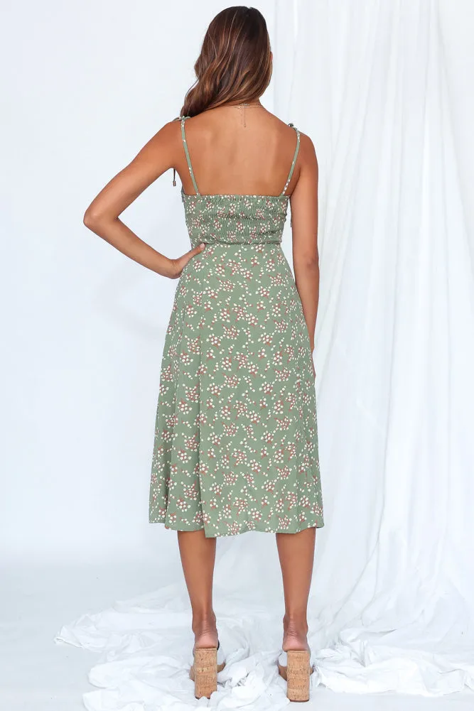 Dame Nature Midi Dress Green