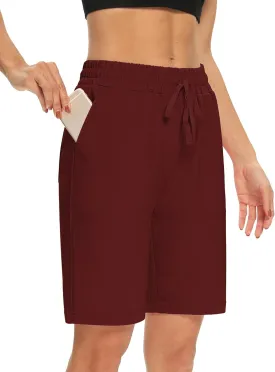 DIBAOLONG Womens Yoga Shorts Loose Comfy Drawstring Lounge Bermuda Shorts with 3 Pockets