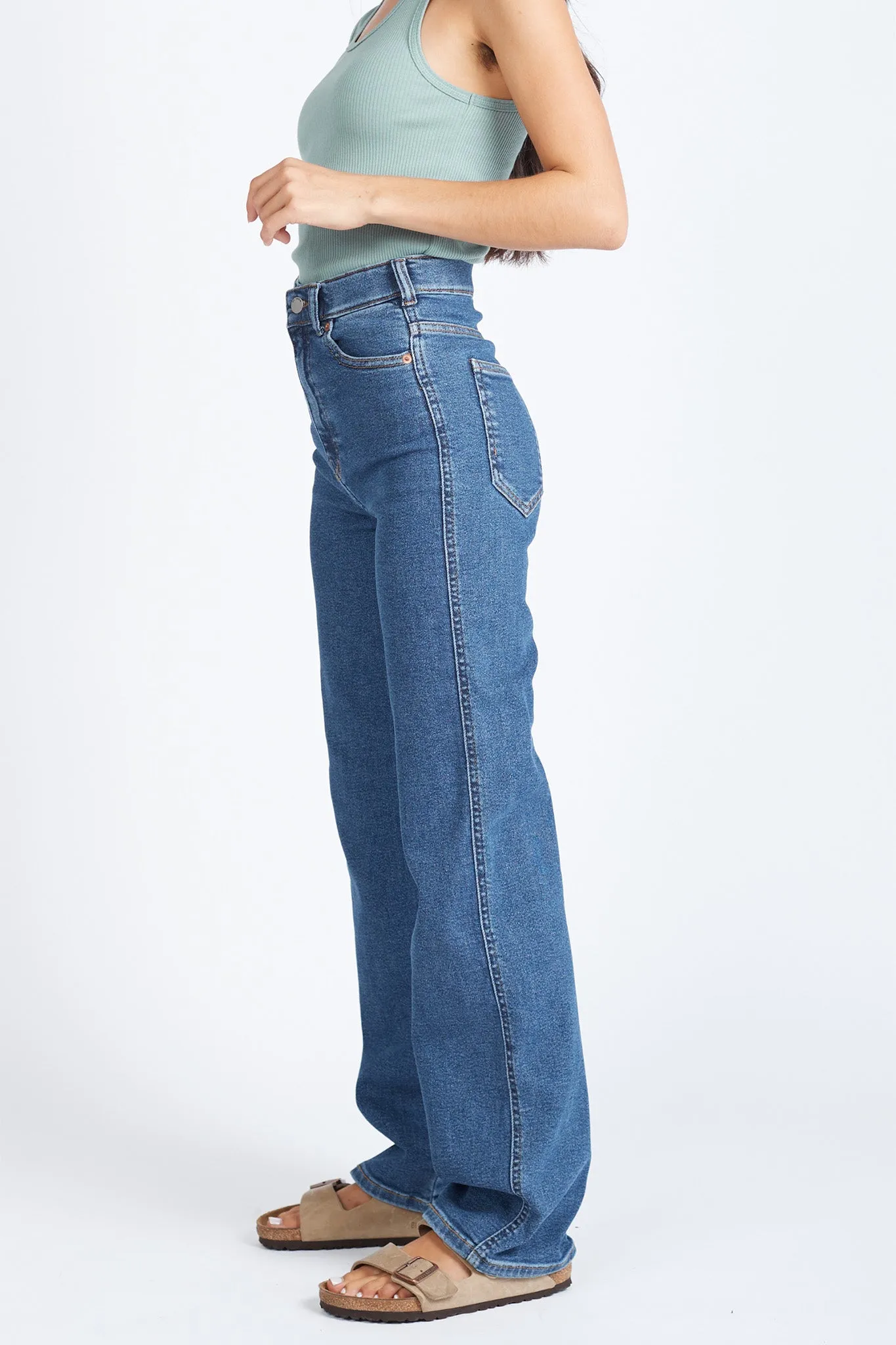 DR DENIM Moxy Straight Jeans Cape Dark Plain