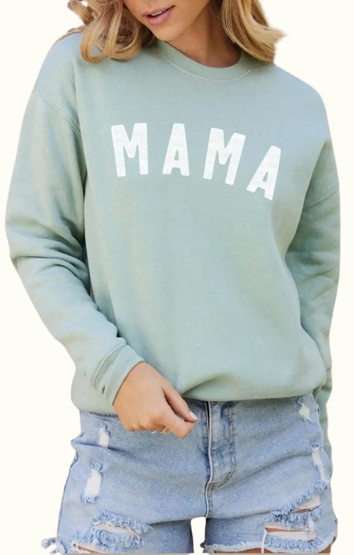 Dusty Sage Mama Lettering Sweatshirt