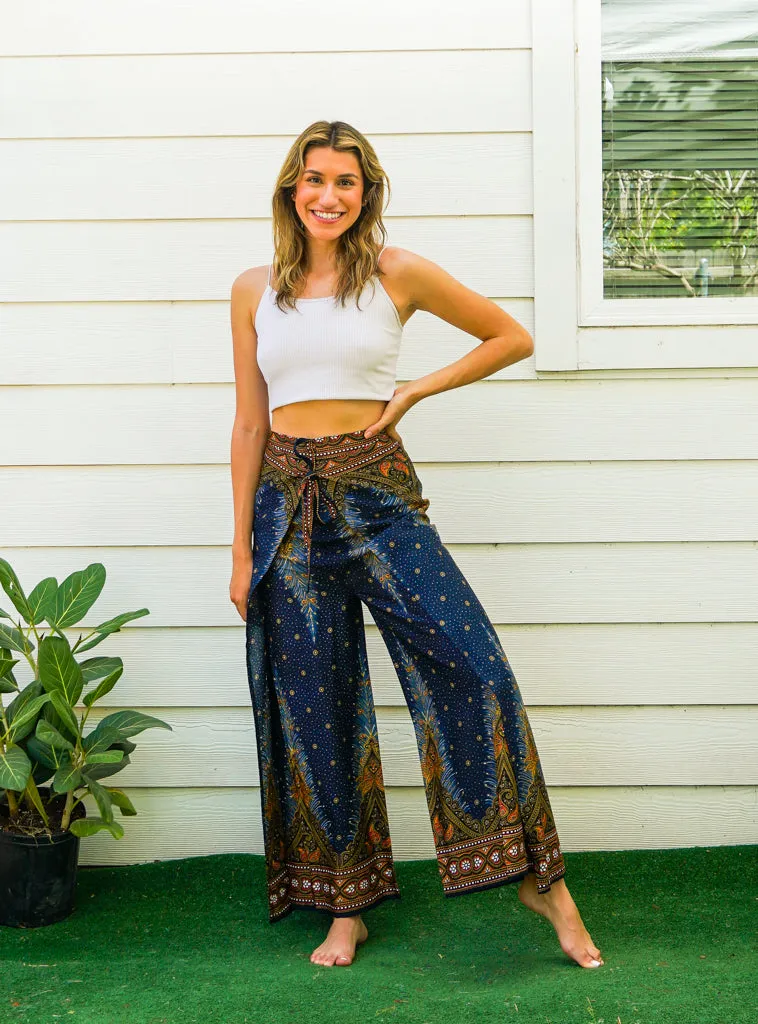 Enchanted Peacock Palazzo Wrap Pants