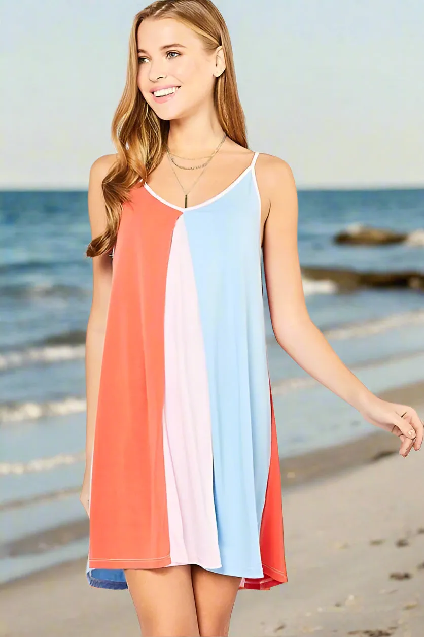 Entro Colorblock Dress - Red Orange Combo