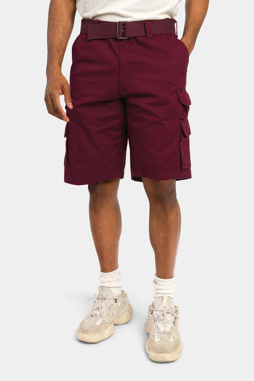 Essential Solid Relaxed Fit Chino Cargo Shorts