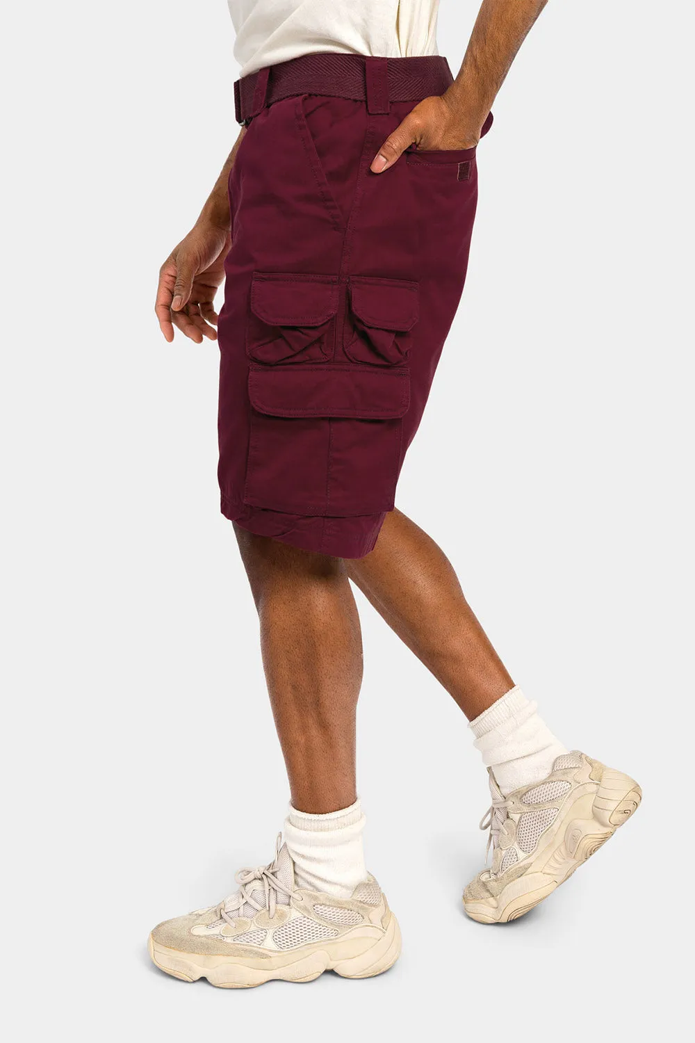 Essential Solid Relaxed Fit Chino Cargo Shorts