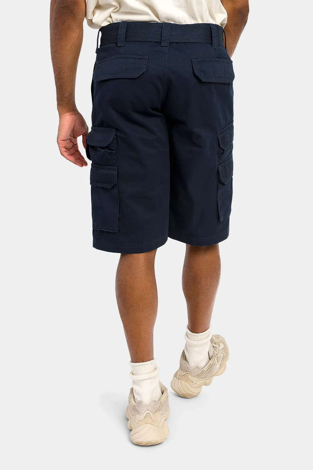 Essential Solid Relaxed Fit Chino Cargo Shorts