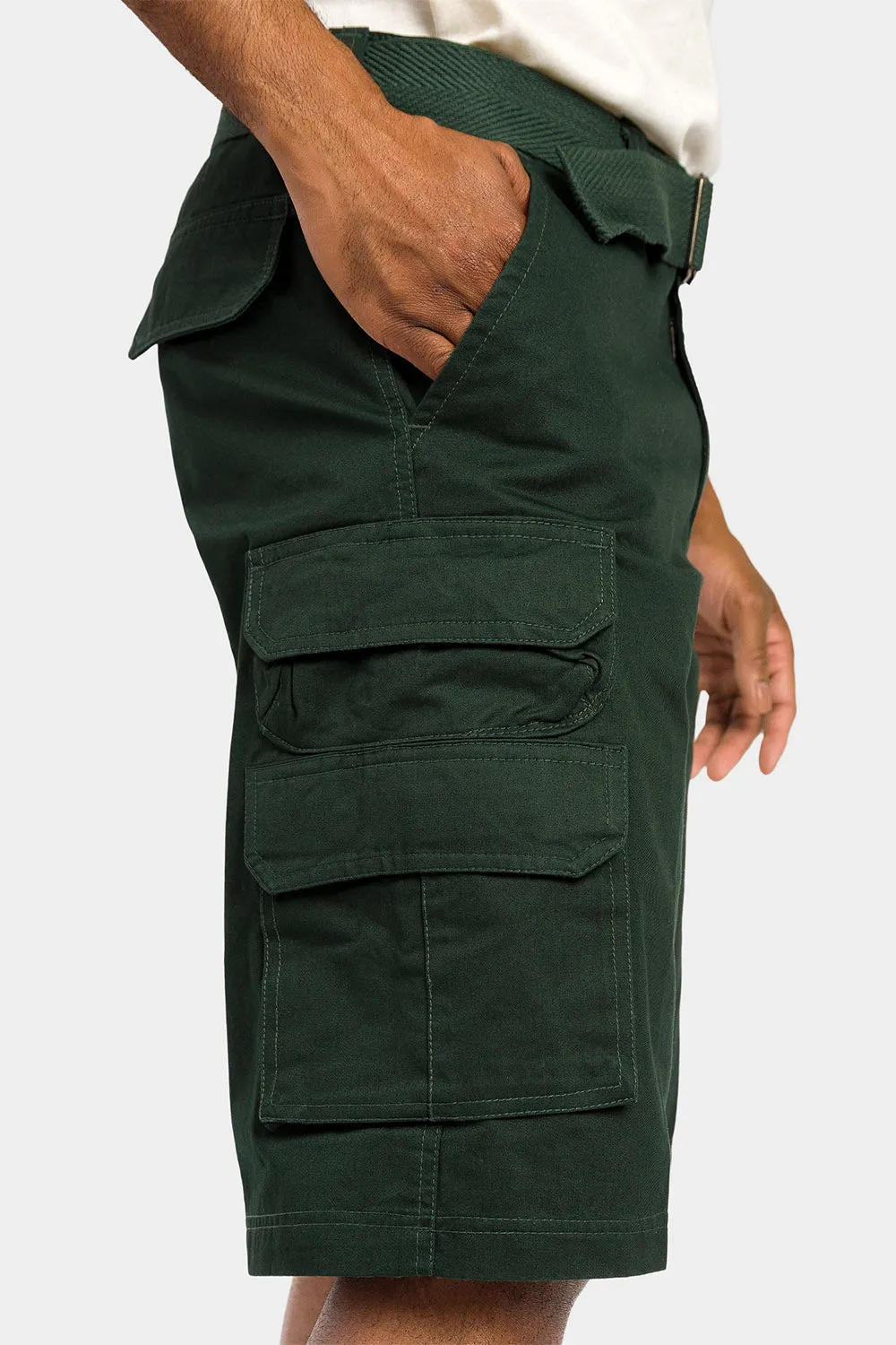 Essential Solid Relaxed Fit Chino Cargo Shorts
