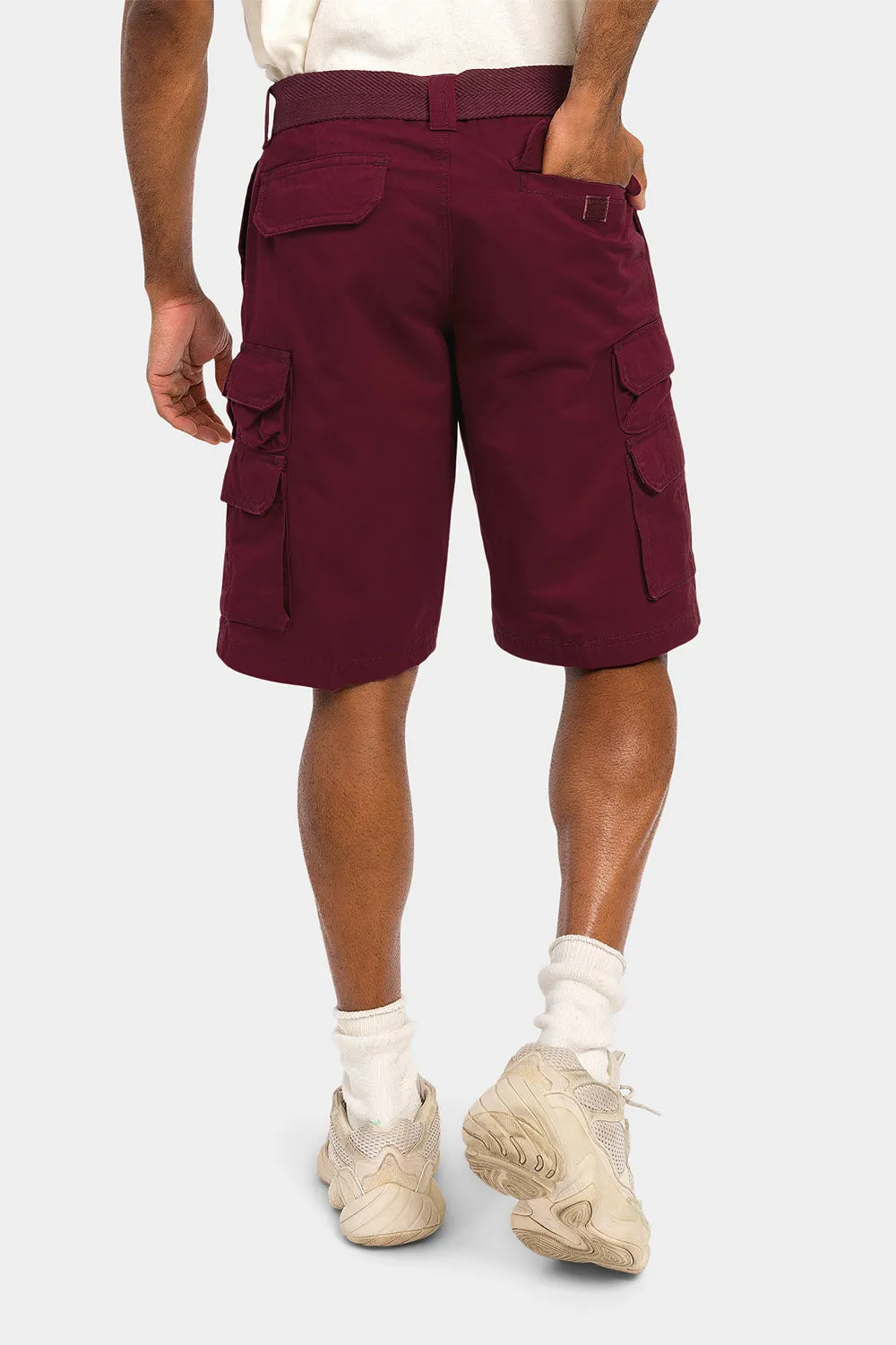 Essential Solid Relaxed Fit Chino Cargo Shorts
