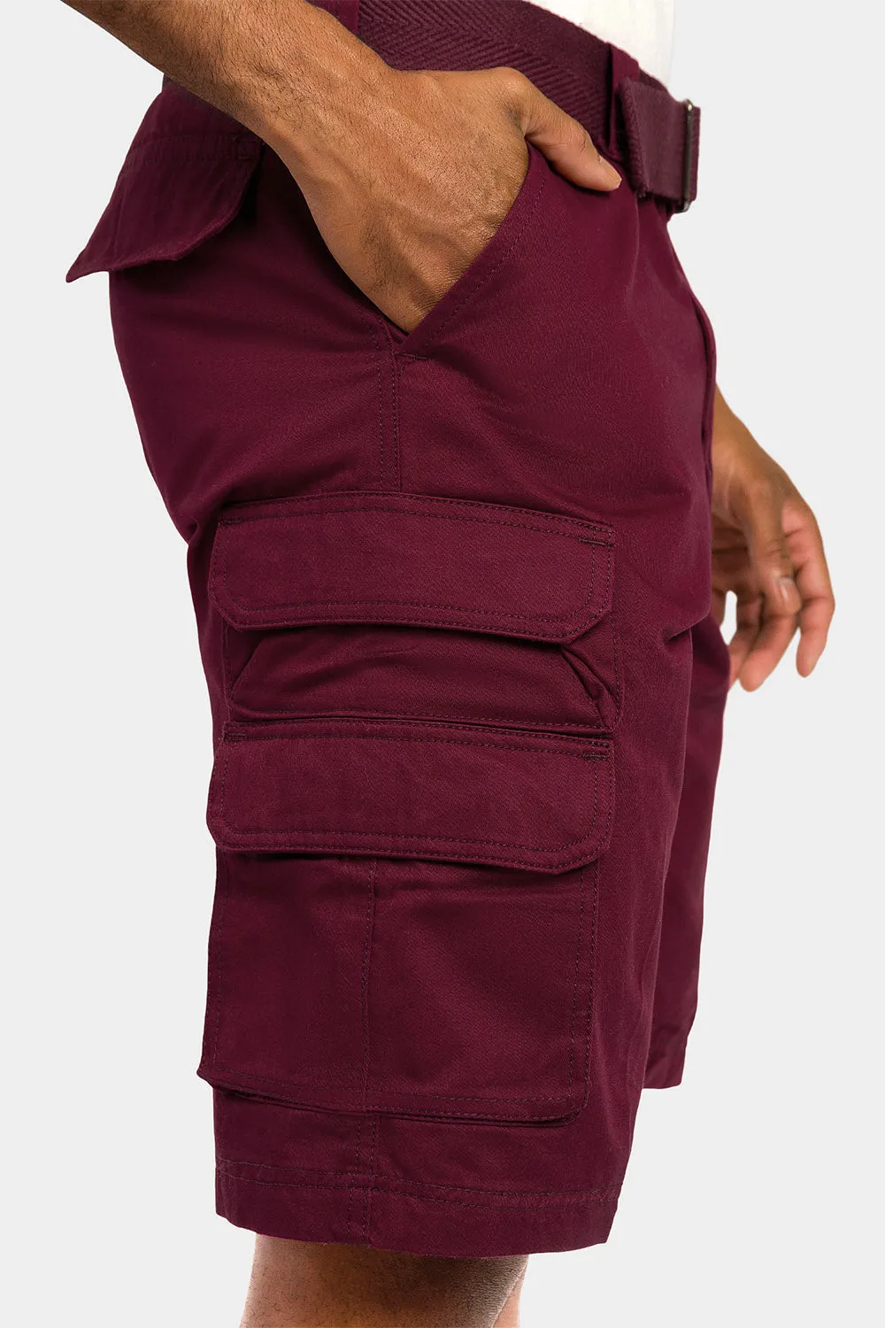 Essential Solid Relaxed Fit Chino Cargo Shorts
