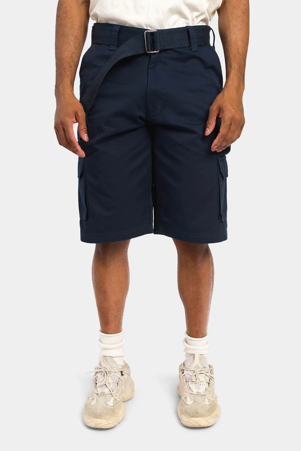 Essential Solid Relaxed Fit Chino Cargo Shorts
