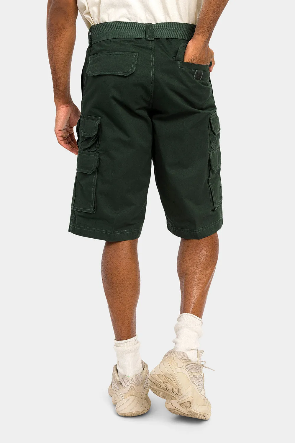 Essential Solid Relaxed Fit Chino Cargo Shorts