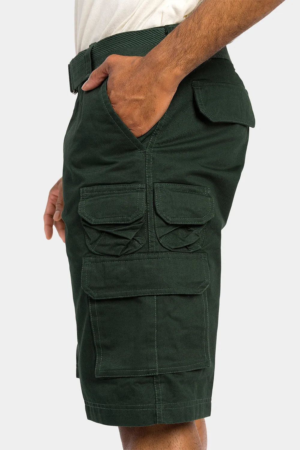 Essential Solid Relaxed Fit Chino Cargo Shorts