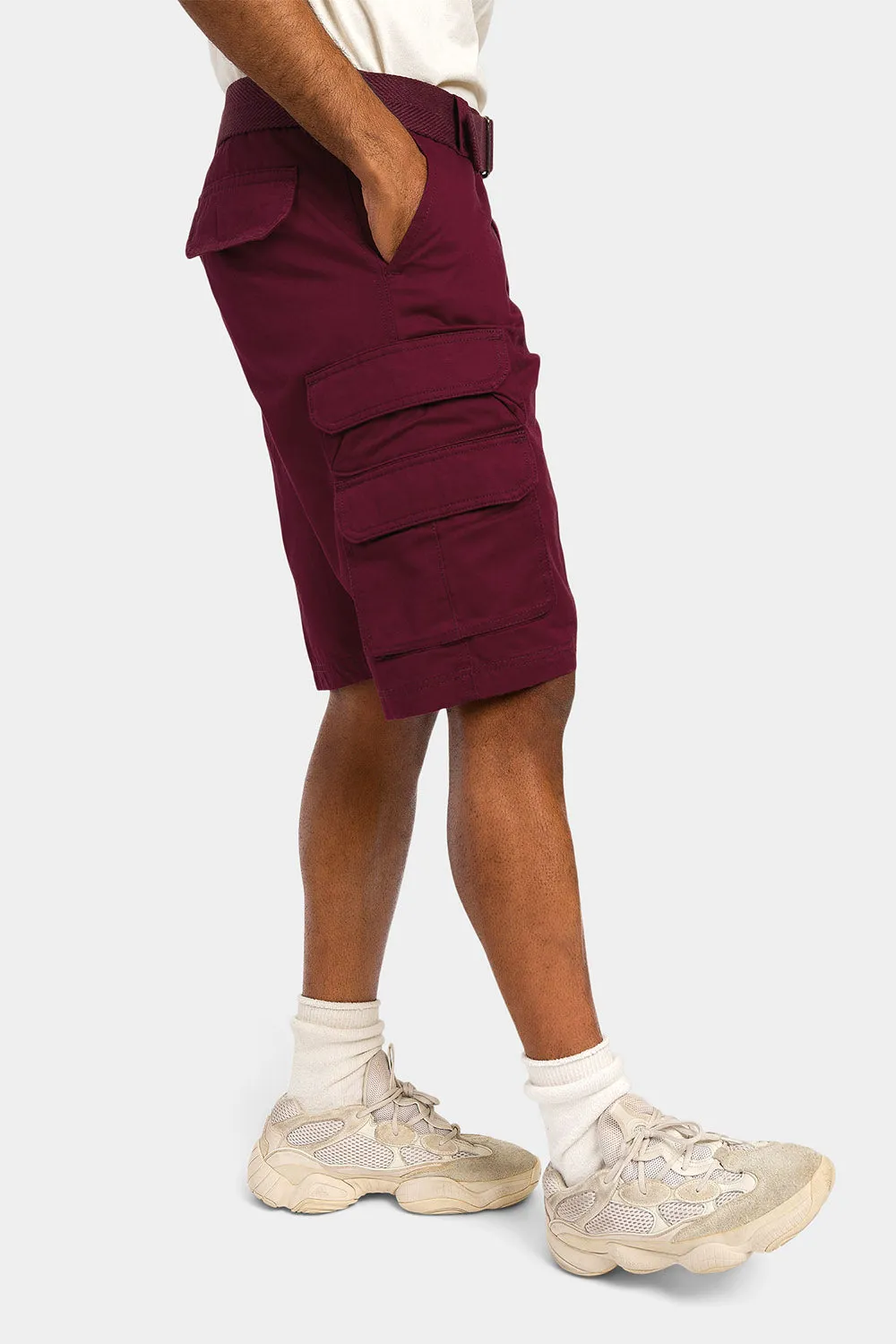 Essential Solid Relaxed Fit Chino Cargo Shorts