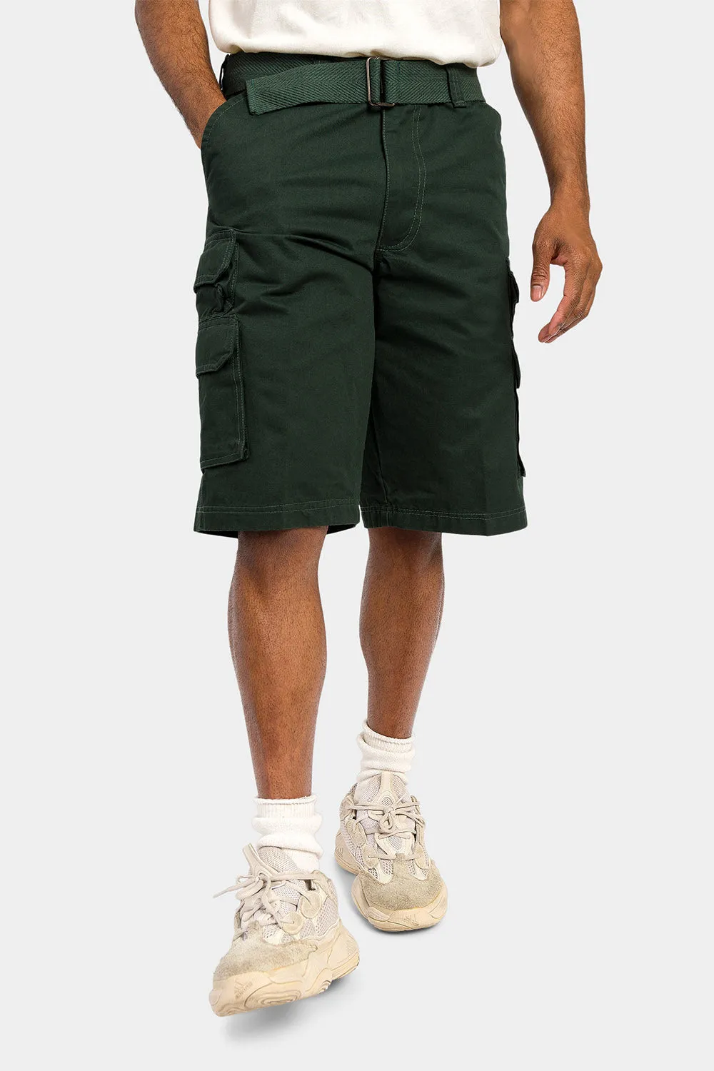 Essential Solid Relaxed Fit Chino Cargo Shorts