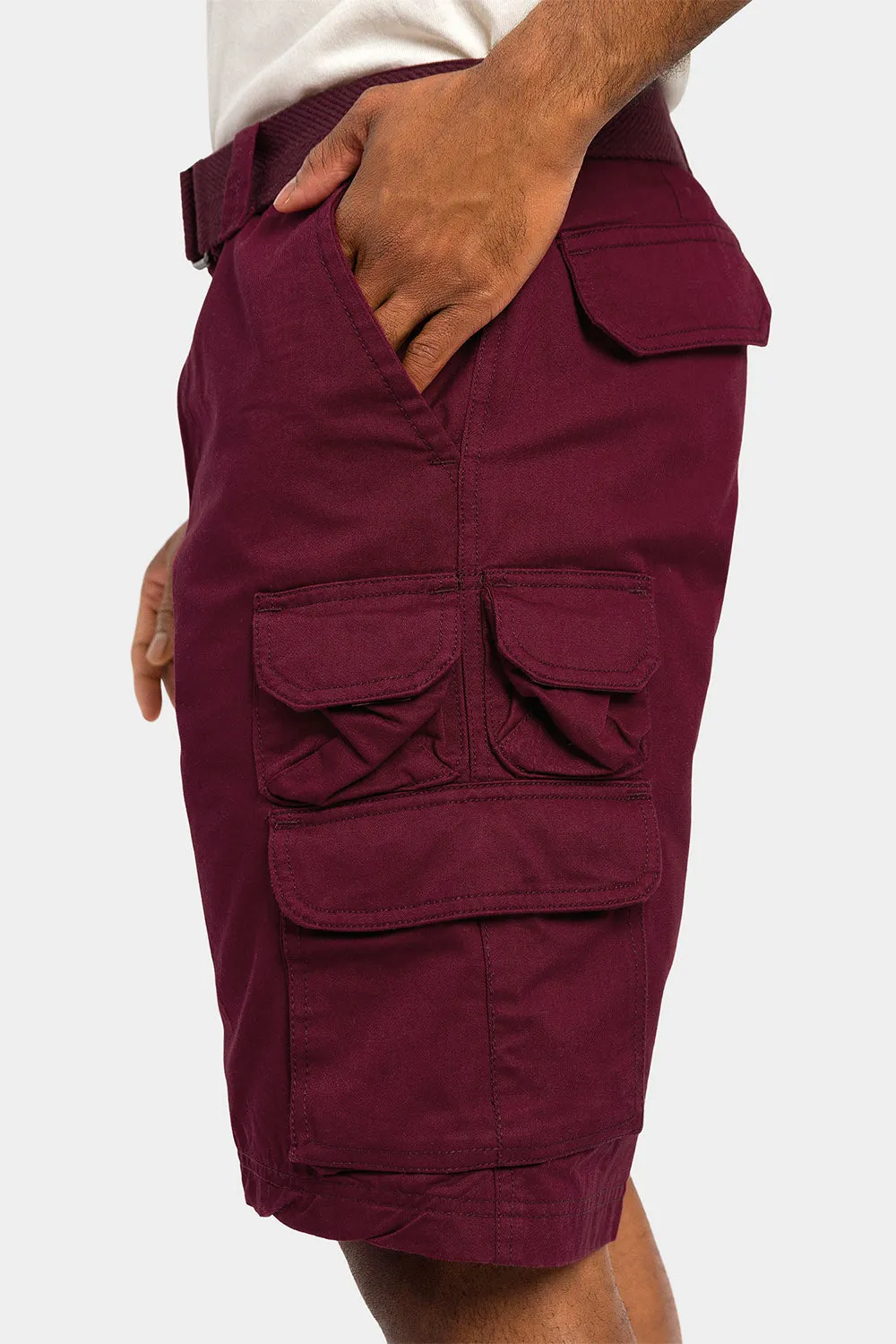 Essential Solid Relaxed Fit Chino Cargo Shorts