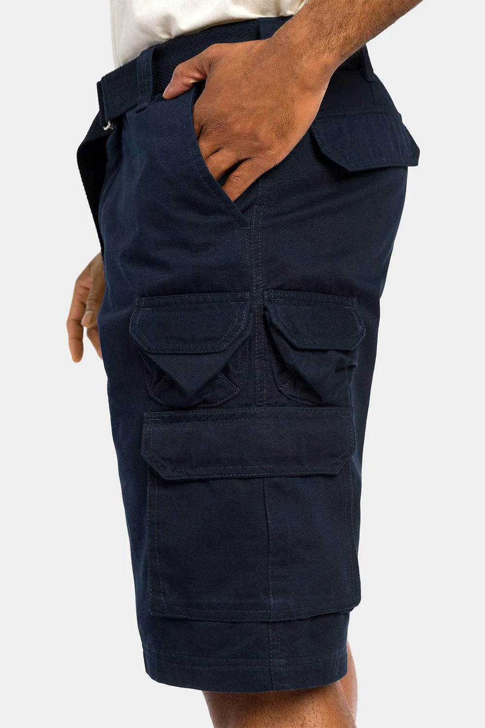 Essential Solid Relaxed Fit Chino Cargo Shorts