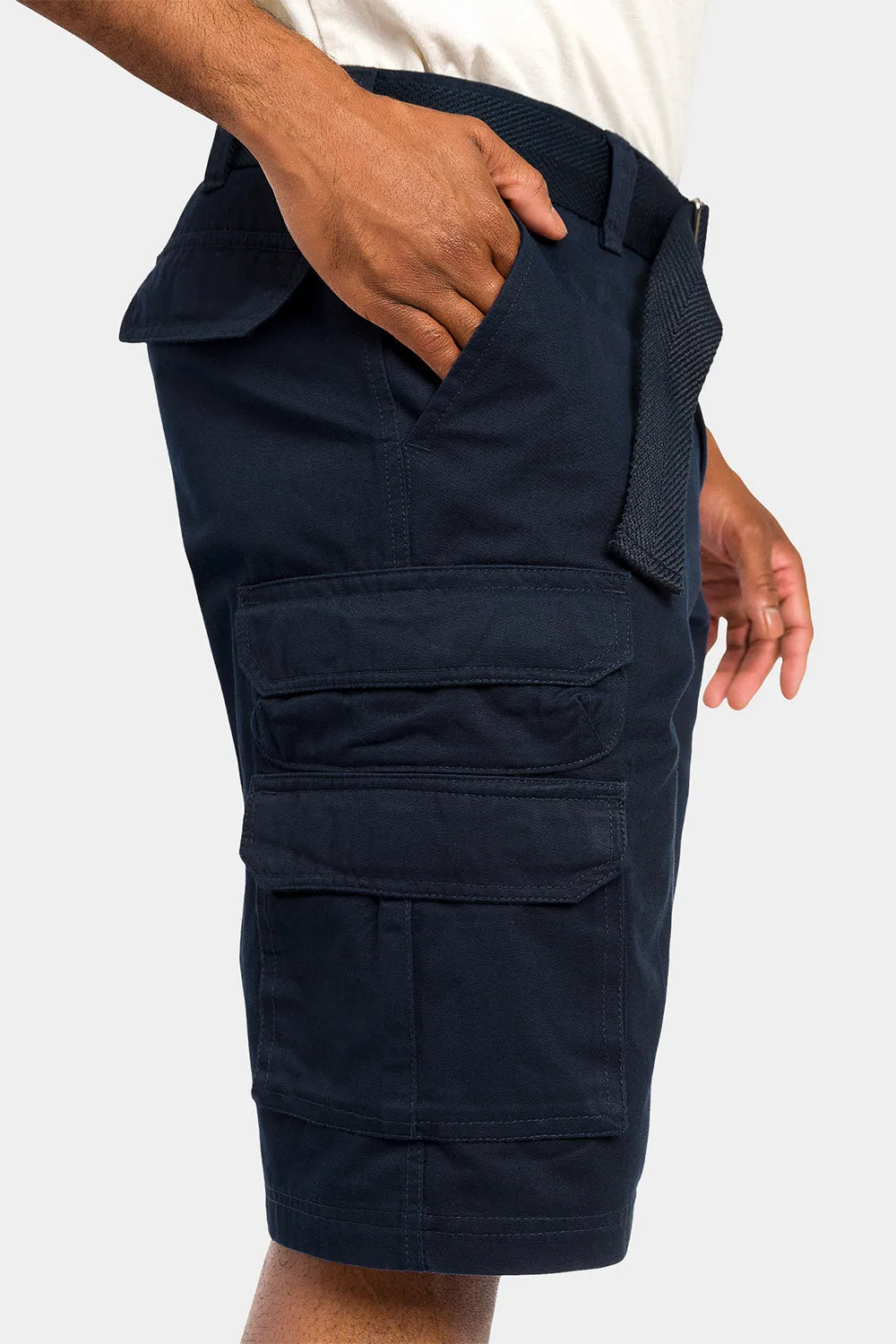 Essential Solid Relaxed Fit Chino Cargo Shorts