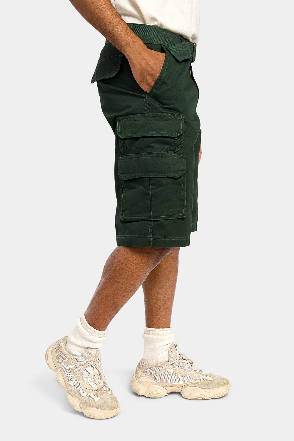 Essential Solid Relaxed Fit Chino Cargo Shorts