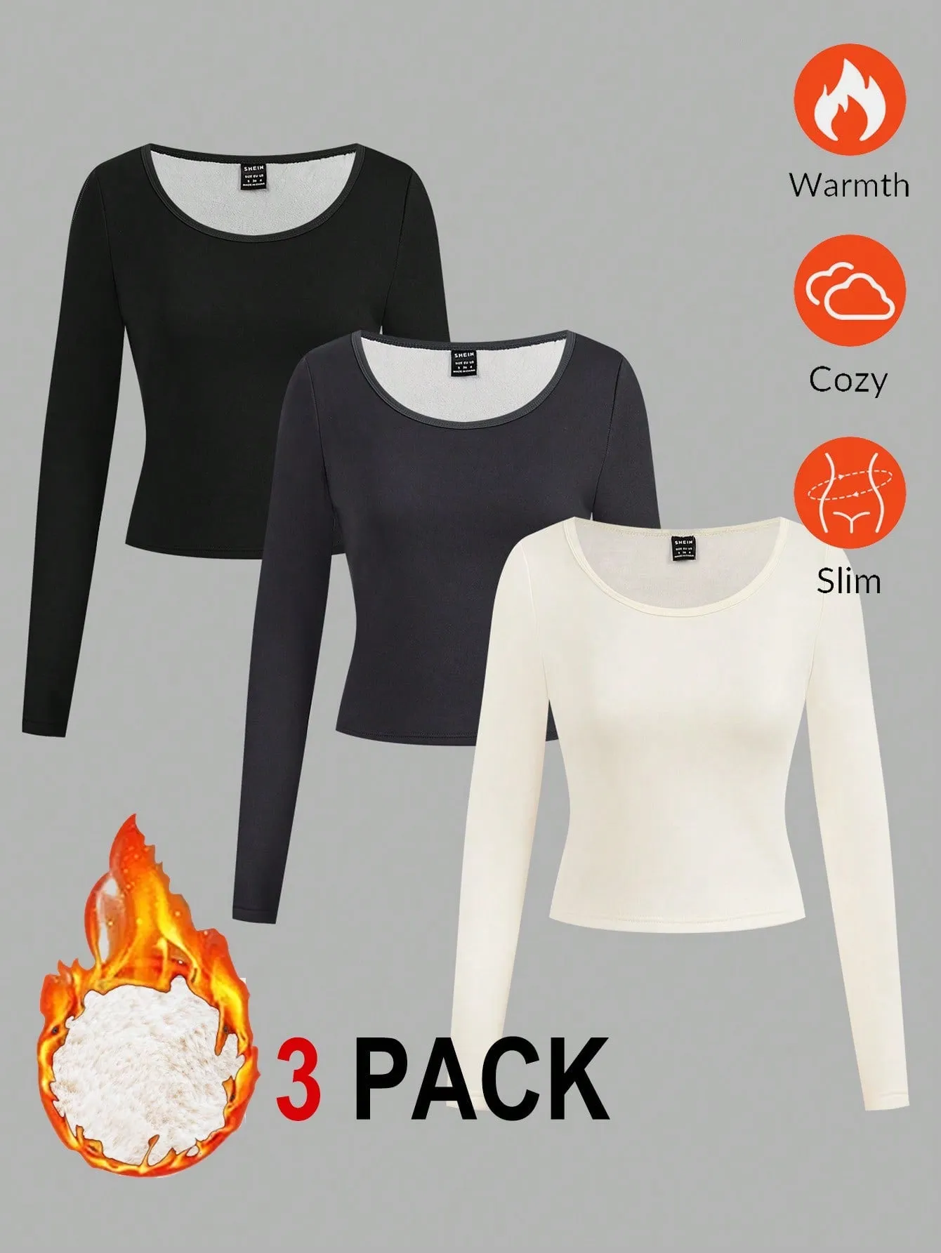 EZwear Multi-Pack Women Versatile Casual Simple Long Sleeve T-Shirt Valentine Day