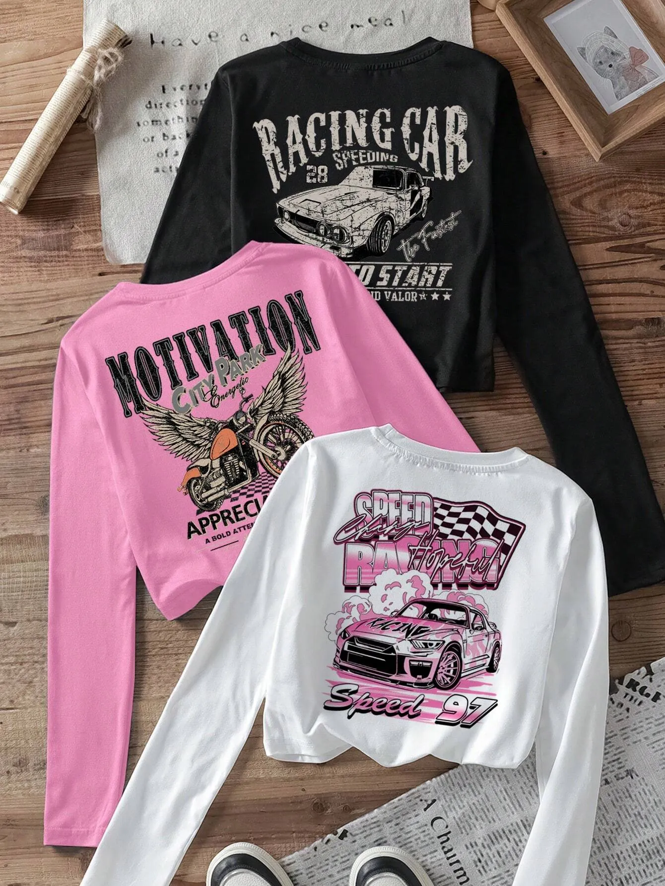 EZwear Multi-Pack Women Versatile Casual Simple Long Sleeve T-Shirt Valentine Day