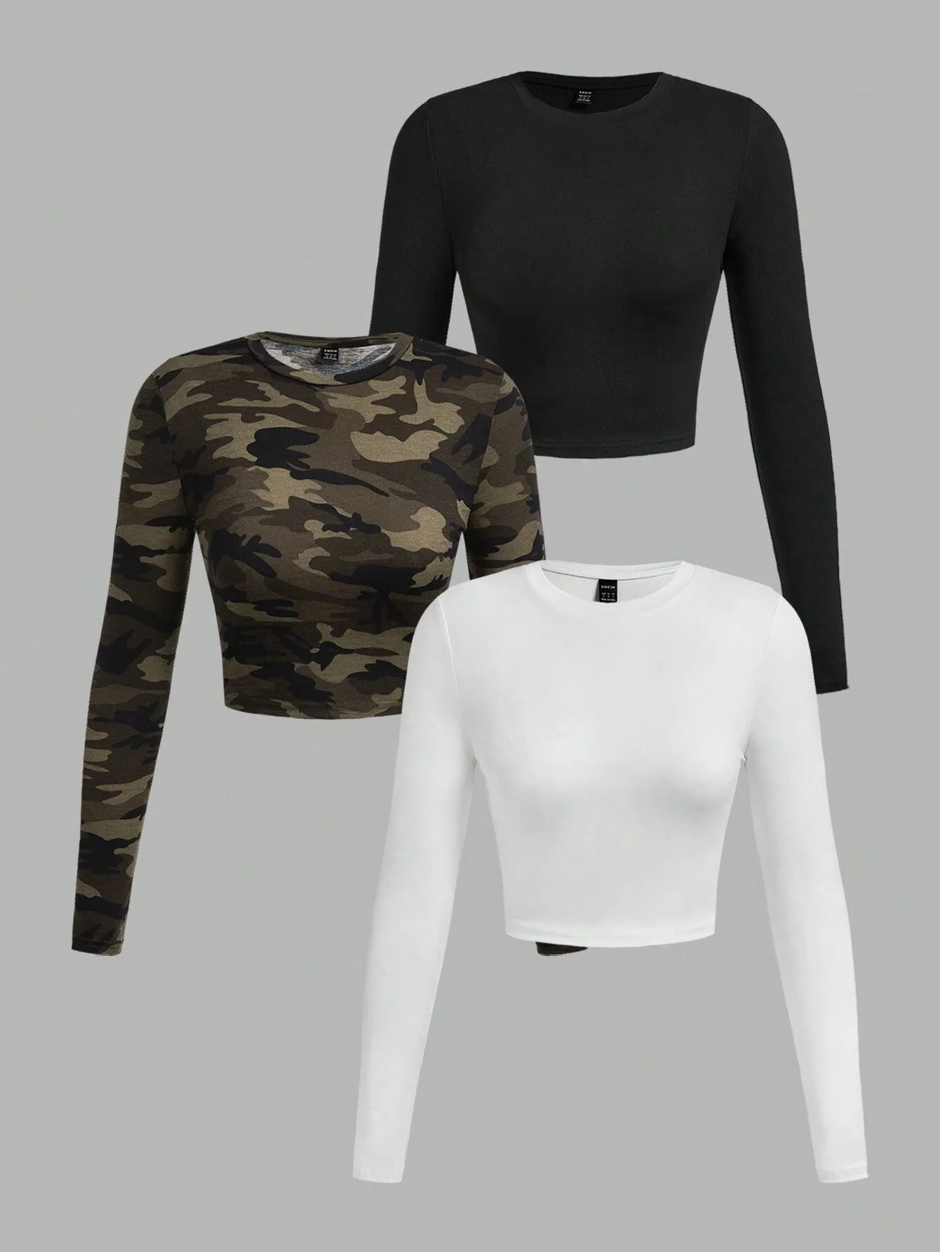 EZwear Multi-Pack Women Versatile Casual Simple Long Sleeve T-Shirt Valentine Day