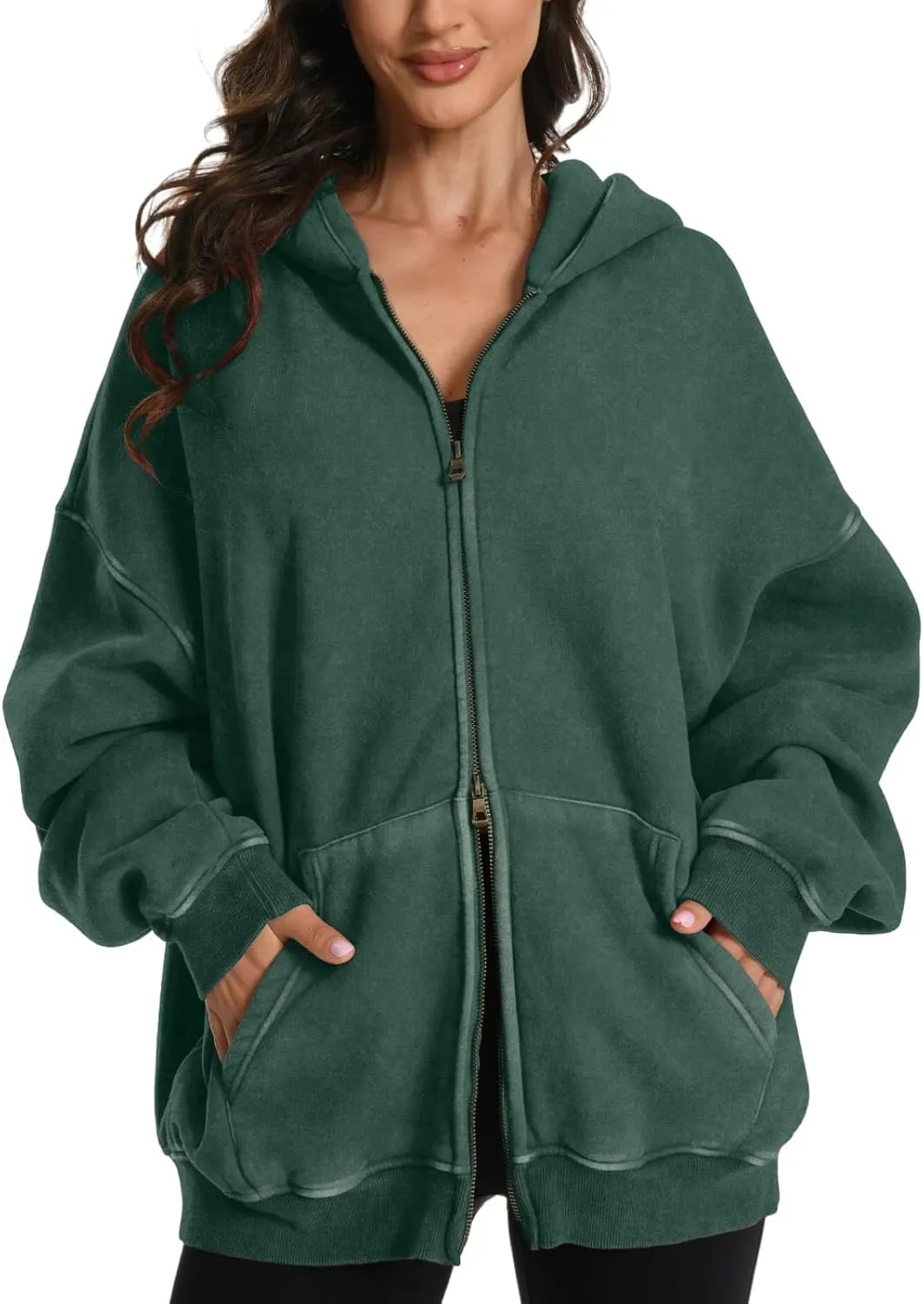 FAIABLE Womens Mens Zip Up Hoodie Oversized Acid Wash Hoodies Heavyweight Distress Cotton Fleece Zipper Hoodie Vintage
