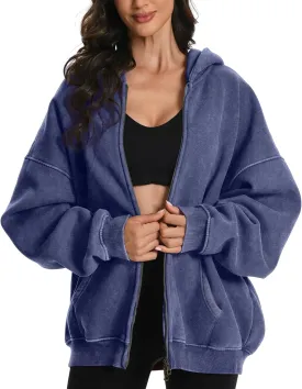 FAIABLE Womens Mens Zip Up Hoodie Oversized Acid Wash Hoodies Heavyweight Distress Cotton Fleece Zipper Hoodie Vintage