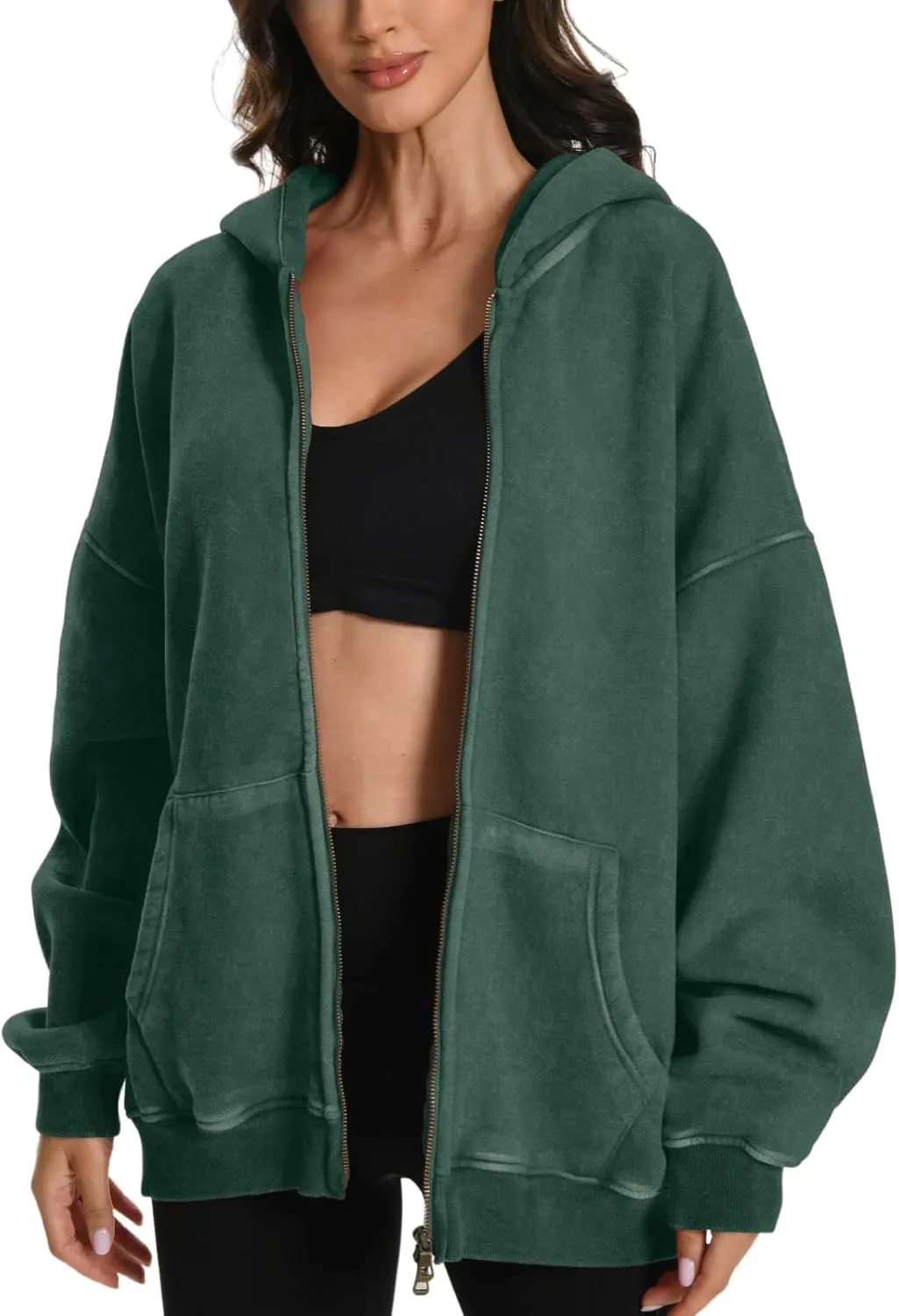 FAIABLE Womens Mens Zip Up Hoodie Oversized Acid Wash Hoodies Heavyweight Distress Cotton Fleece Zipper Hoodie Vintage