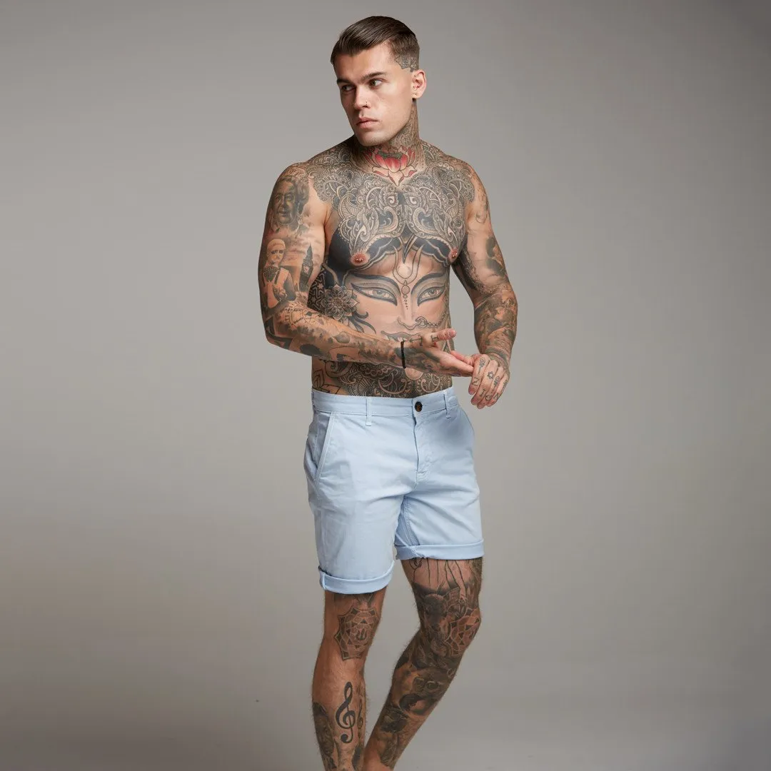 Father Sons Slim Fit Light Blue Chino Shorts - FSH147