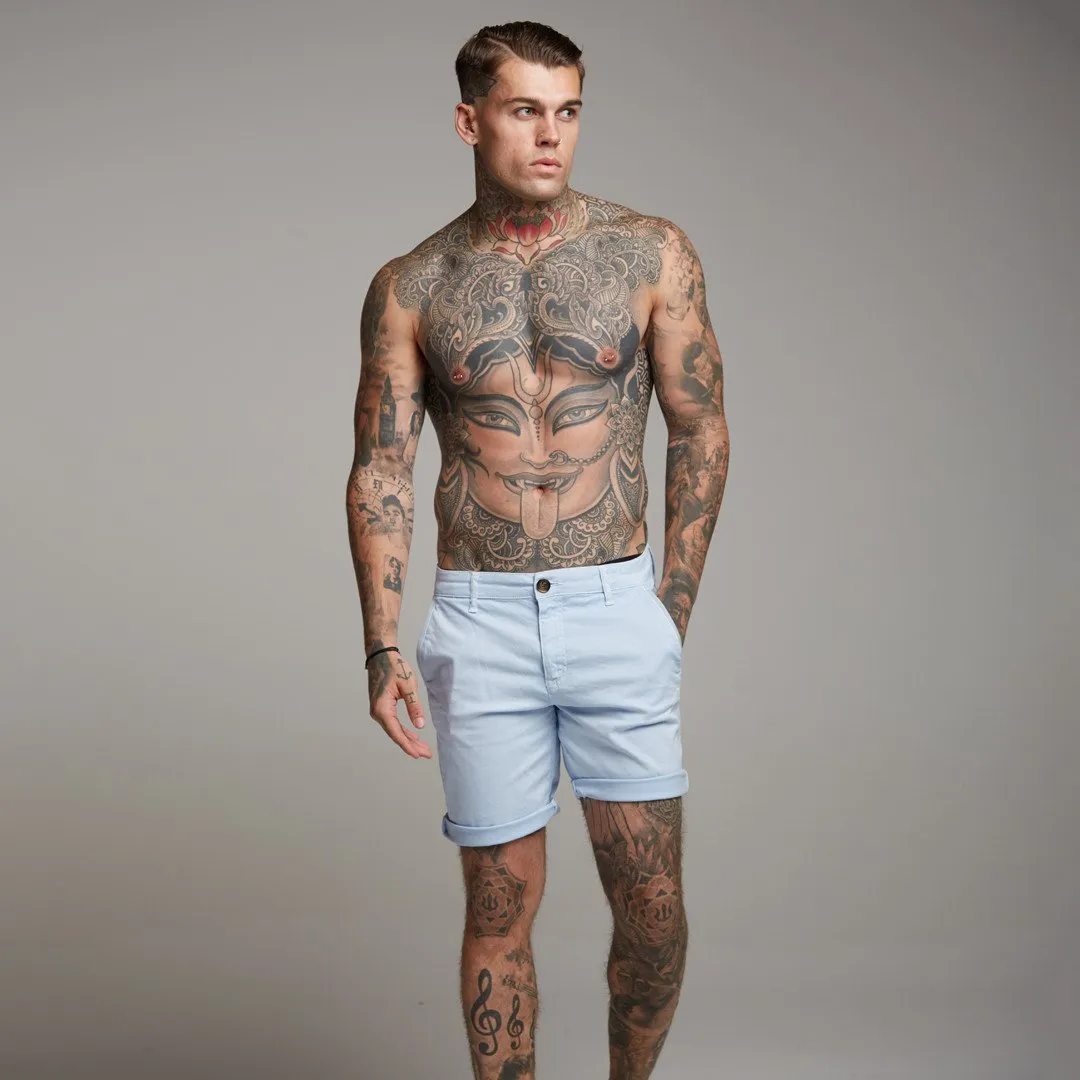 Father Sons Slim Fit Light Blue Chino Shorts - FSH147