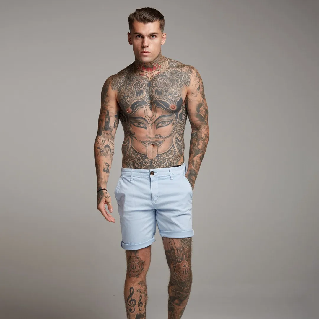 Father Sons Slim Fit Light Blue Chino Shorts - FSH147