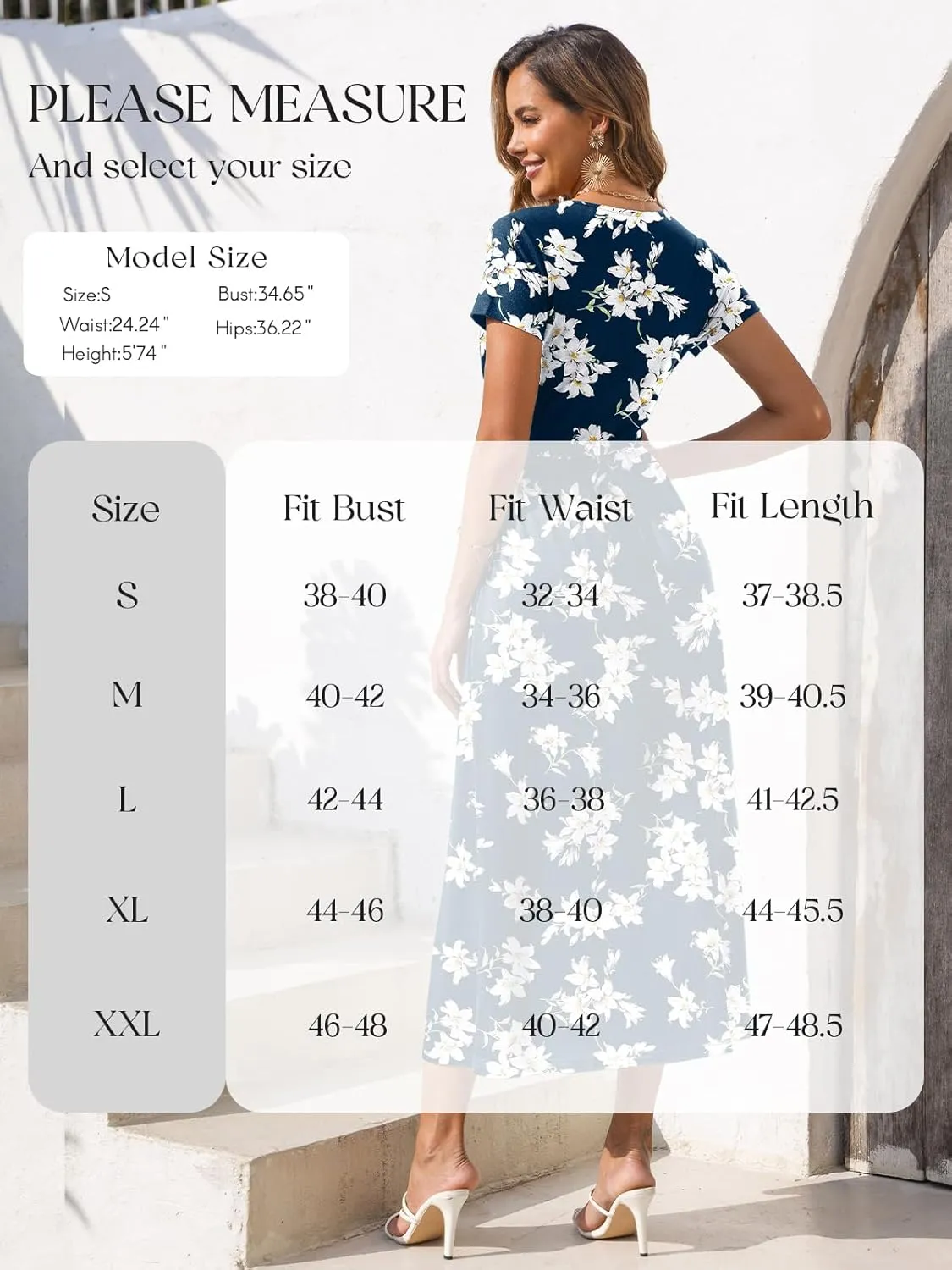Gracyoga Women's Summer Dresses 2025 Short Sleeve Maxi Dress Casual V Neck Flowy Sundress with Pockets