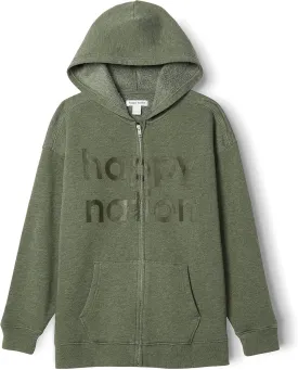 Happy Nation Girls Relaxed Fleece Full Zip Hoodie Sweatshirt