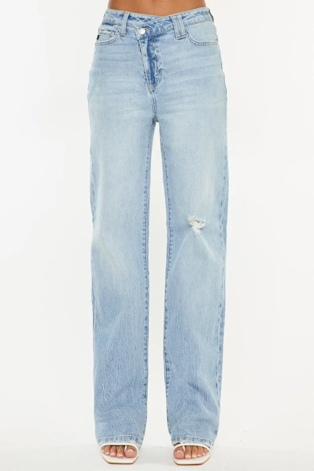 Hazel Blues® |  Kancan Distressed High Waist Straight Jeans
