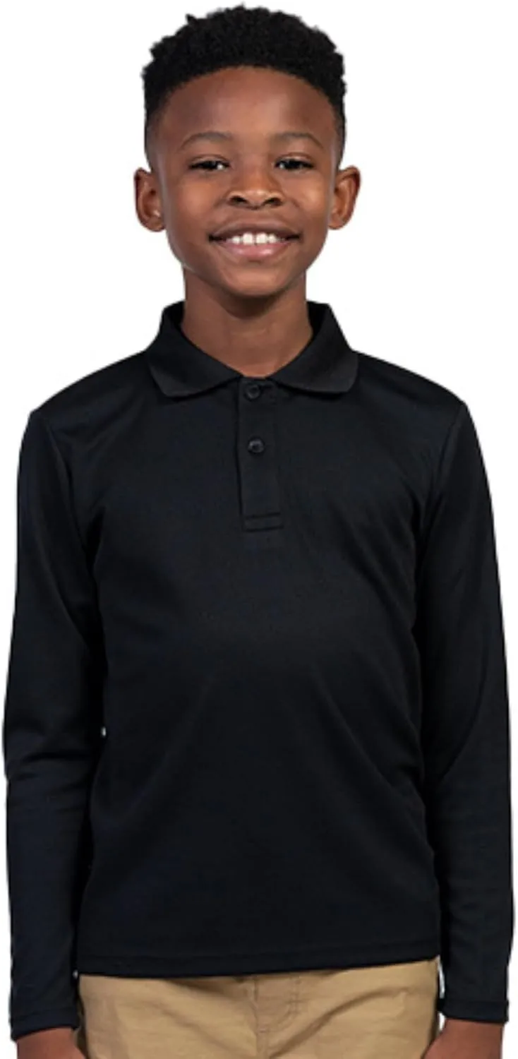 INGEAR Boys Golf Polo Long Sleeve Shirts Performance Active Wear Polo for Tennis and Casual Wear - Versatile Boys Polo Shirts