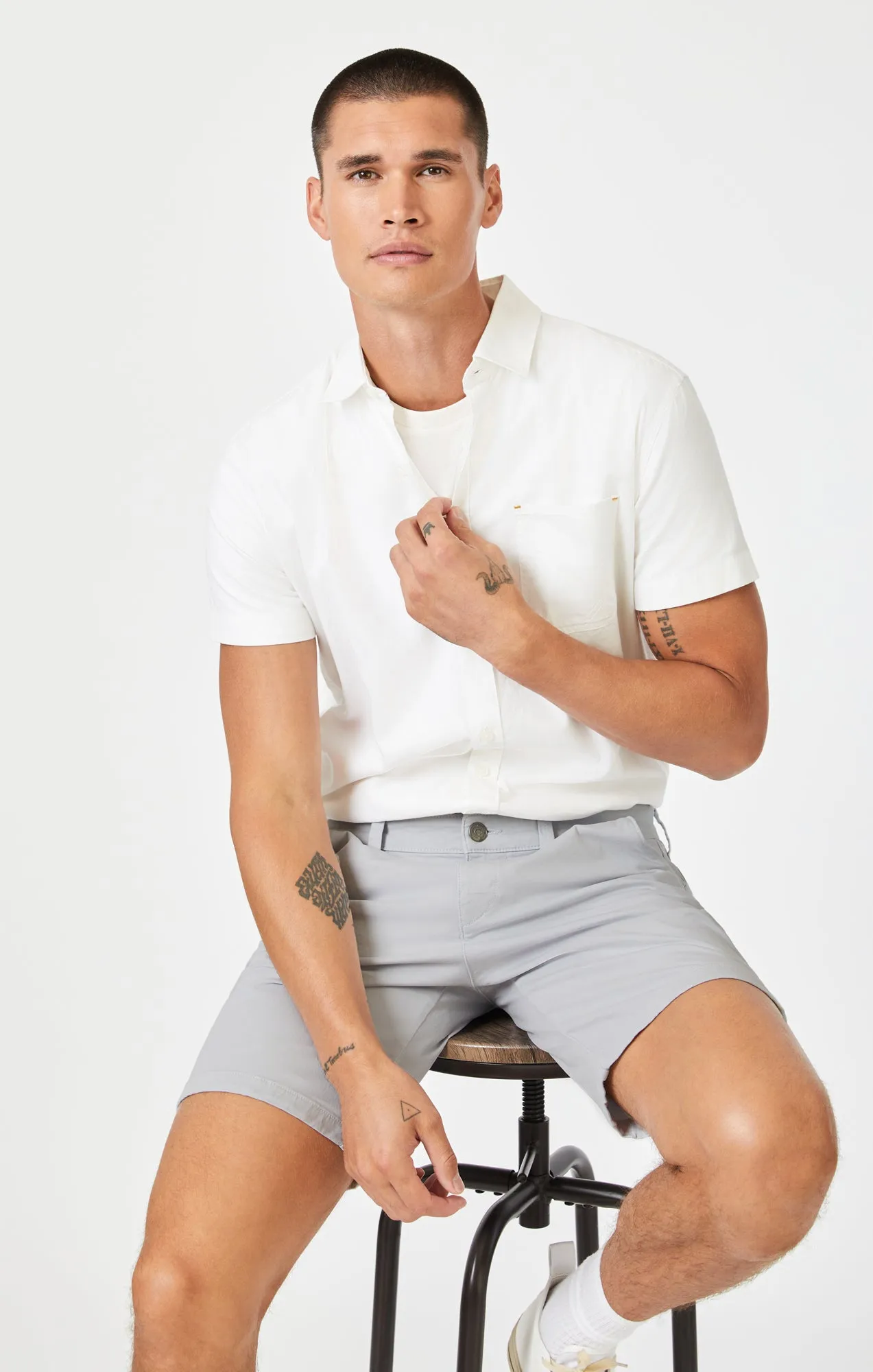 JACOB CROP SHORTS IN BLUE TWILL