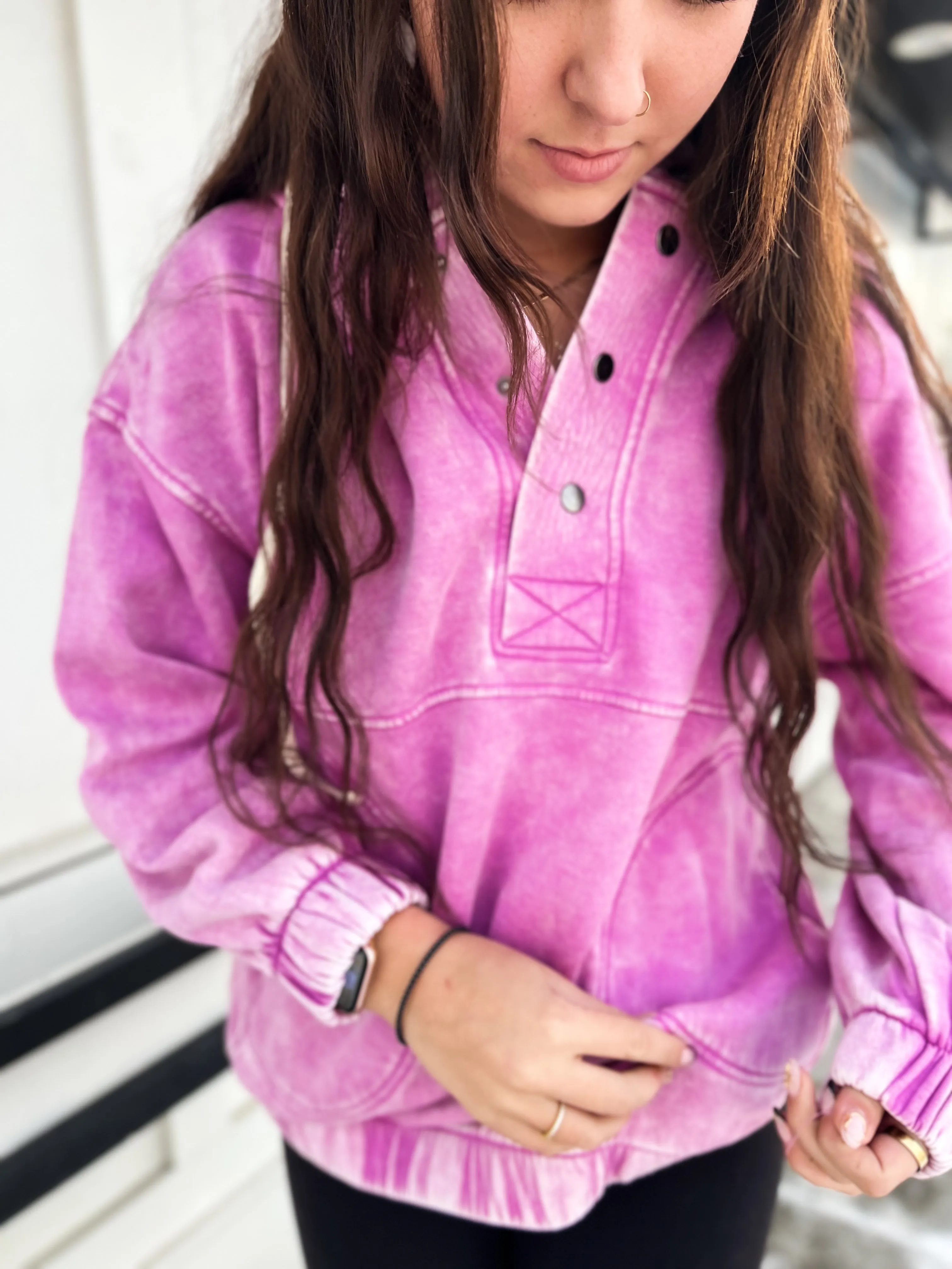 Just Comfort Oversized Fleece Pocket Hoodie- Mauve