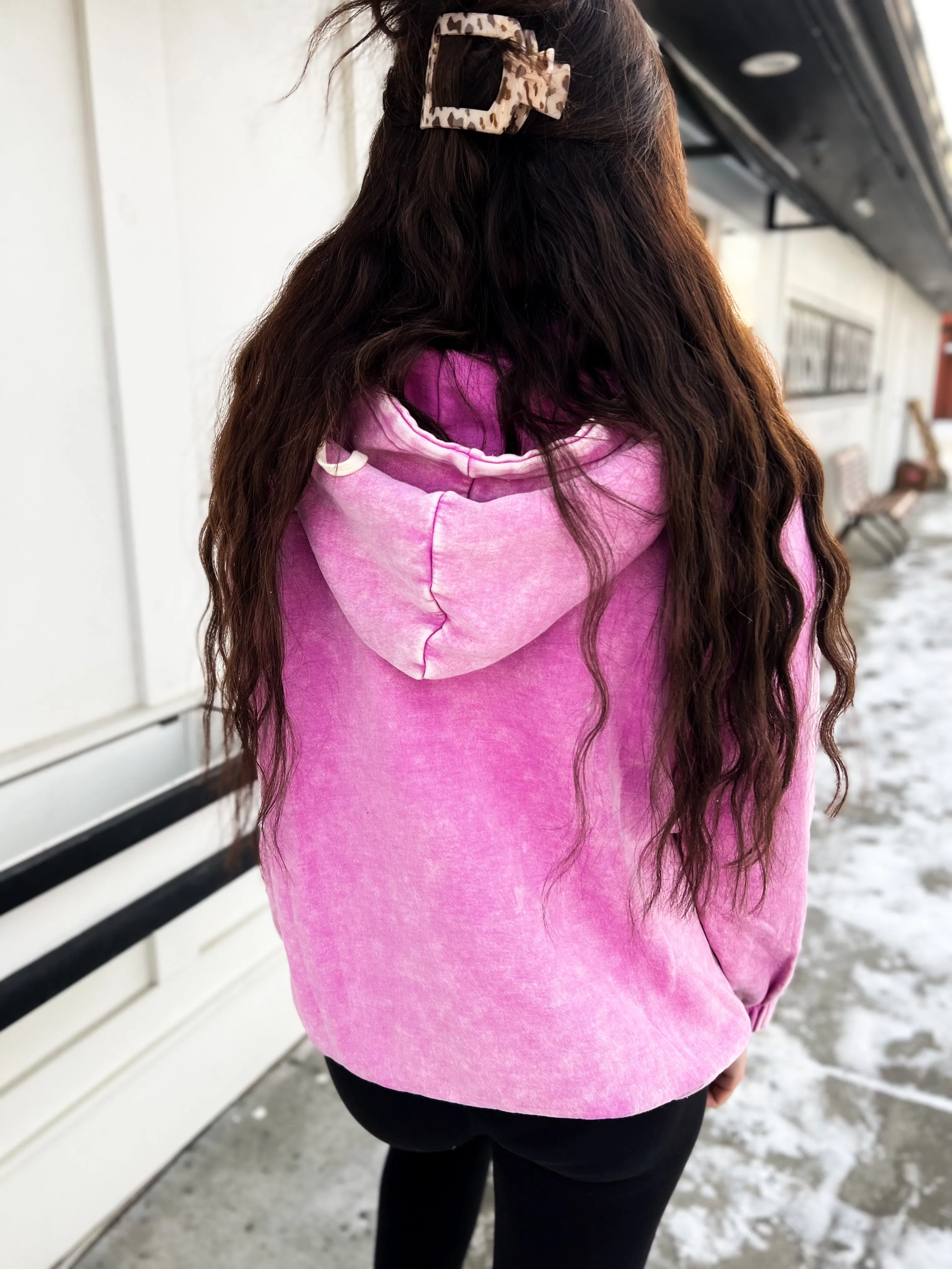 Just Comfort Oversized Fleece Pocket Hoodie- Mauve