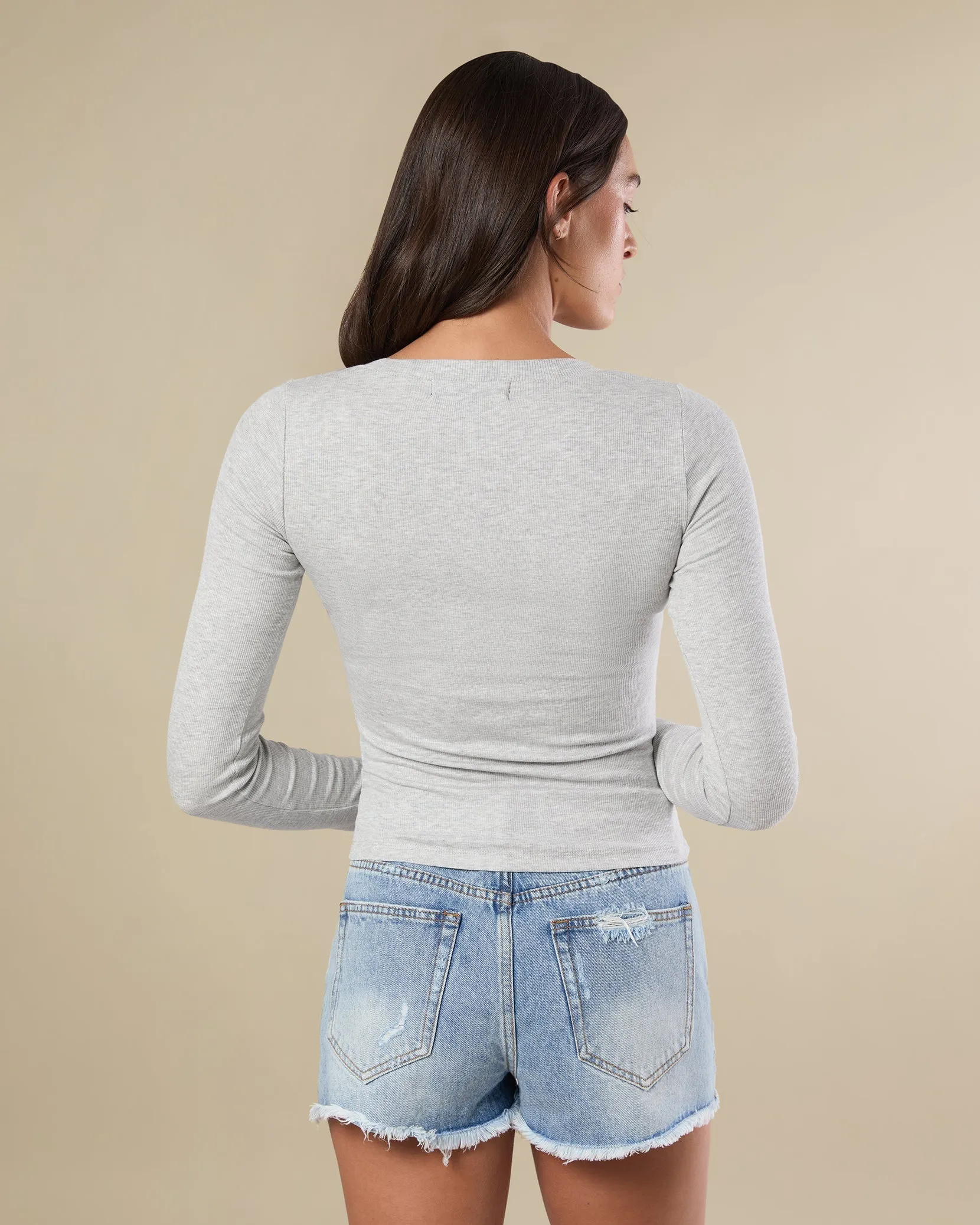 Long Sleeve Ribbed Scoop Top