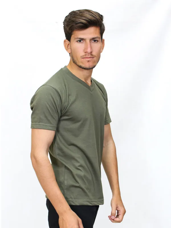 M Men's V-Neck T-Shirt P Green