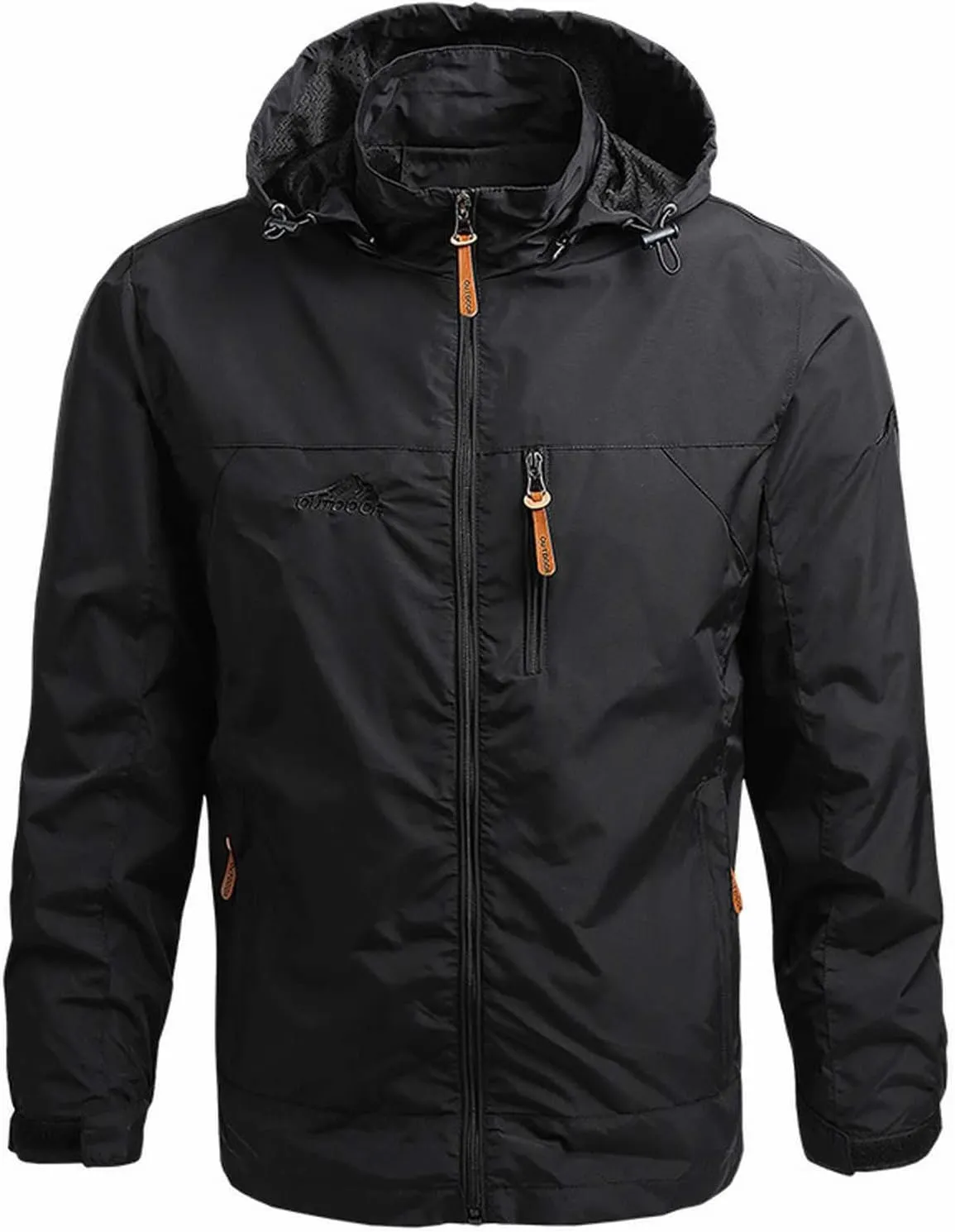 Mens Lightweight Waterproof Jacket Mountain Sport Jacket with Hooded Loose Fit Hiking Windbreaker Raincoat